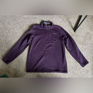 Eddie Bauer purple quarter zip pullover sweater in men’s medium